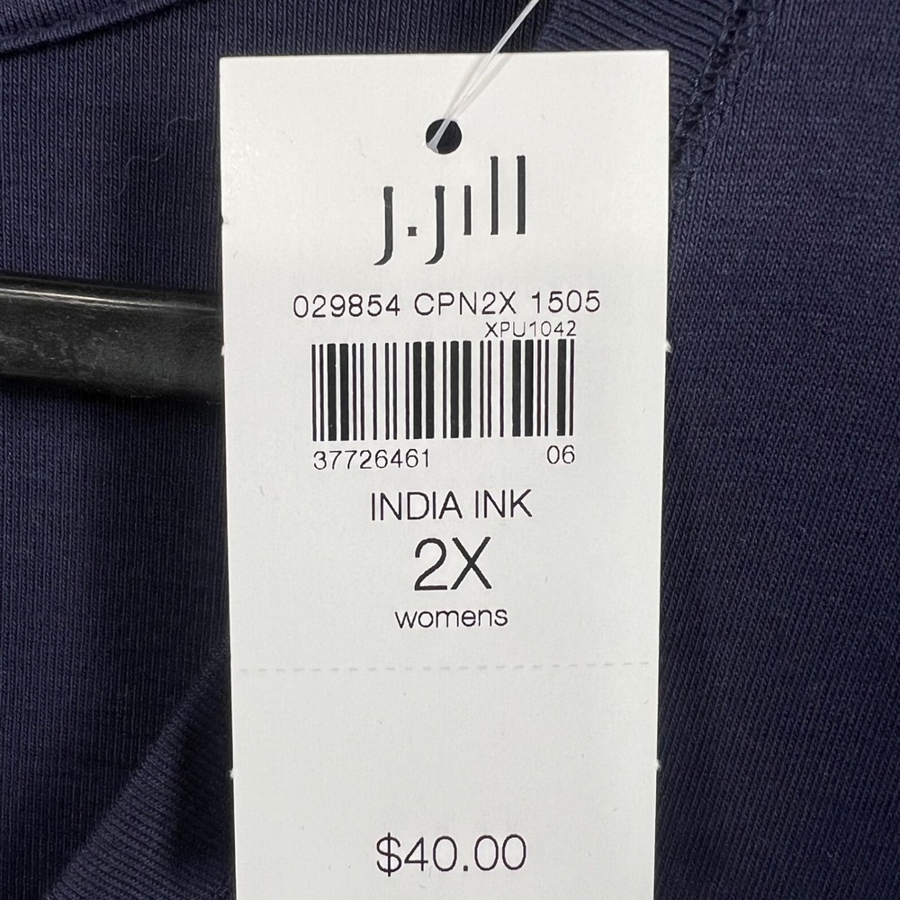 NWT  J.Jill Perfect Pima V-Neck Tee Women's 2x Blue Short Sleeve New - Picture 3 of 7